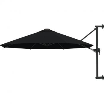 Paraguas de pared con poste de metal 300 cm negro