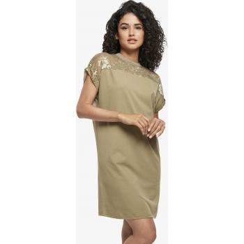 Urban Classics Women's Khaki Lace Tee Dress