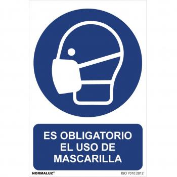 Señal uso obligatorio es obligatorio el uso de mascarilla (pvc 0.7mm) 30x40cm