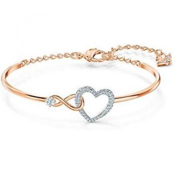 Swarovski Infinity Heart Bangle, White, Mixed metal finish