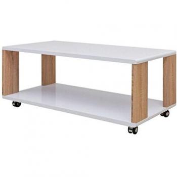 vidaXL Mesa de centro alto brillo blanco