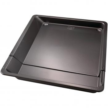 Dr. Oetker Bandeja Extensible, Acero con Revestimiento Antiadherente Especial, Negro, 37 X 33 X 3-52 Cm