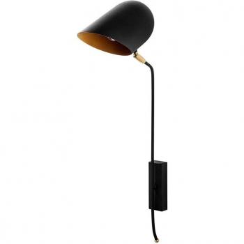 Aplique de pared WellHome, estructura de hierro color negro y oro, dimensiones 12x35x73 cm, casquillo E27 máximo 40 W