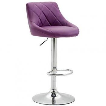 Taburete de Bar Lazio Lila Ajustable y Giratorio con Reposapiés y Estructura Cromada