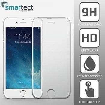 SmarTect® [Full Coverage] iPhone 6 Plus / 6s Plus Cristal blindado plata para pantalla completa | Protector para pantalla de cristal templado endurecido | Gorilla-glass con grado de dureza 9H | Lámina de cristal blindado - excelente protector contra ara