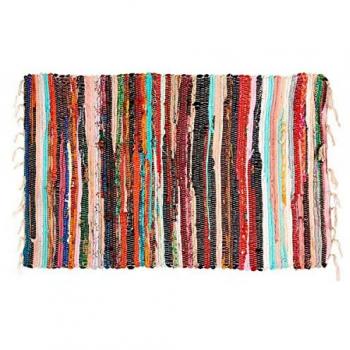 Alfombra jarapa multicolor de algodón 60x90 cm
