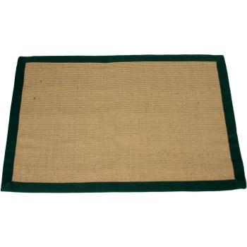 PAME 63902 - Alfombra de yute con borde en color verde oscuro, 240 x 170 cm