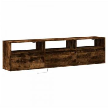 Mueble TV Multimedia con LED de Roble Ahumado, 180 x 31 x 45 cm, Almacenamiento Espacioso