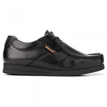 Base London Men's Classic Black Waxy Lace-Up Shoes - Size 12