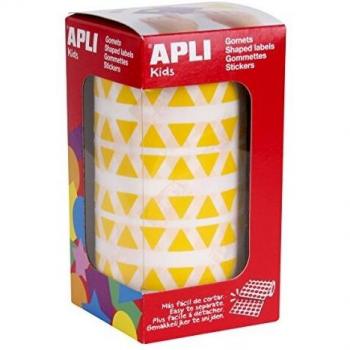APLI Kids - Rollo de gomets triangulares 10,5 mm, color amarillo
