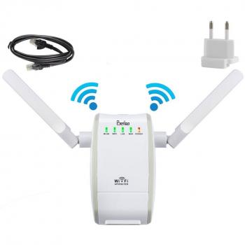 BeiLan Repetidor Router 300Mbps WiFi Extensor Hotspot Amplificador de la señal de Internet Booster con WPS Función de 2,4 GHz Red de Largo Alcance Amplificador Dual Antenas externas IEEE 802.11n/g/b