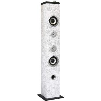 Metronic 477491 Torre de Sonido Bluetooth Simpsons 160 W, Toma para Tarjeta SD, Toma USB, 2 tweeters, 2 boomers, Toma Jack 3.5mm, Mando a Distancia, Blanca