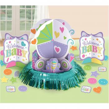 Amscan 280039 Bienvenido Bebé Decoración de mesa Kit