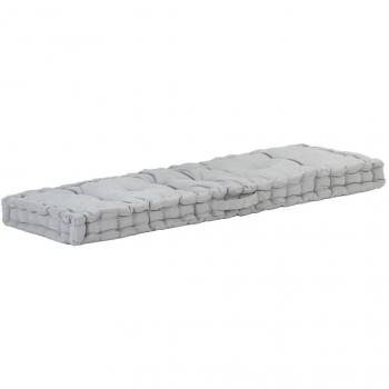 vidaXL Almohada para Paleta y Suelo de Algodón Gris 120x40x7 cm