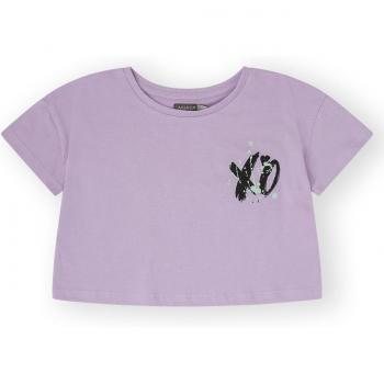Camiseta de niña tipo crop con dibujo trasero 100% algodón