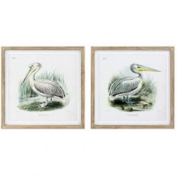 Cuadro Decorativo DKD Home Decor Pelícano Pájaro 60 x 2 x 60 cm (Juego de 2 Unidades)