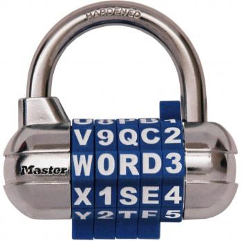 Password Plus Combination Lock, Hardened Steel Shackle, 2-1/2 Wide, Silver
