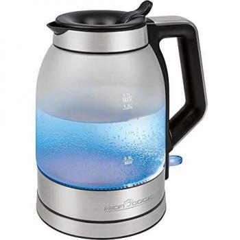 ProfiCook Hervidor de agua (cristal, 1,7 L, 1850-2200 W, acero inoxidable y cristal