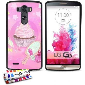 Carcasa flexible Ultra-Slim LG G3 VS98 de exclusivo motivo [Caramelo Cupcake ] [Negra] de MUZZANO + ESTILETE y PAÑO MUZZANO® REGALADOS - La Protección Antigolpes ULTIMA, ELEGANTE Y DURADERA para su LG G3 VS98