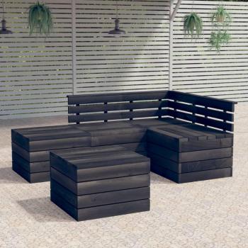 Conjunto de muebles de jardín en palets de madera maciza pino gris oscuro