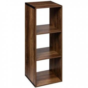Estantería Industrial de Madera con 3 Compartimentos Five, Dimensiones: 34,5x32x100,5cm, Efecto Madera Oscura