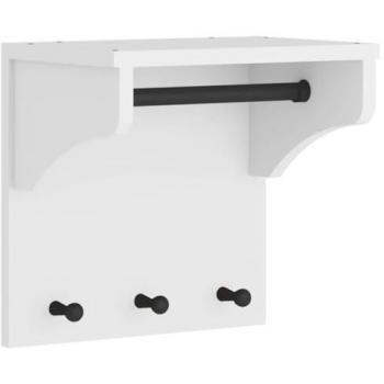 Perchero de pared Sandnes blanco 43x30x42 cm madera maciza de pino