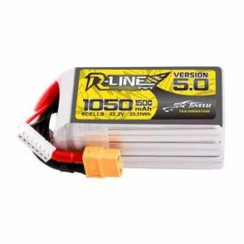 Batería Tattu R-Line 5.0 6S 150C 1050mAh 22.2V con Conector XT60 para Drones FPV