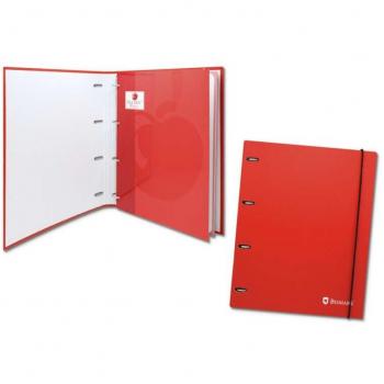 Carpeta de cartón A4 Bismark 324286 roja con recambio y cuatro anillas