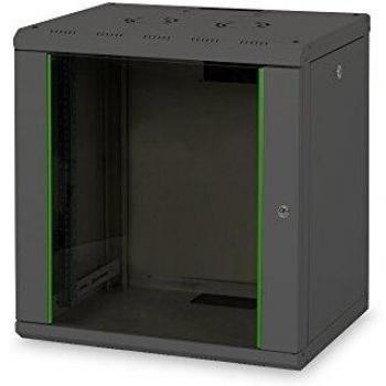 DIGITUS Professional 12U Network Wall Cabinet Línea única en negro con una robusta construcción de chapa de acero