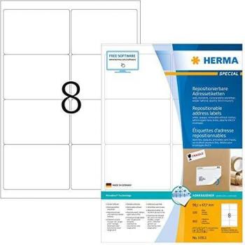 Etiquetas de dirección A4 blanco 99.1x67.7 mm opaco 800 uds. Herma