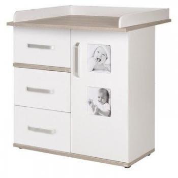 Cambiador Moritz Blanco Estrecho con 2 Marcos para Fotos, hasta 15 kg, Made in Europe, 94 cm