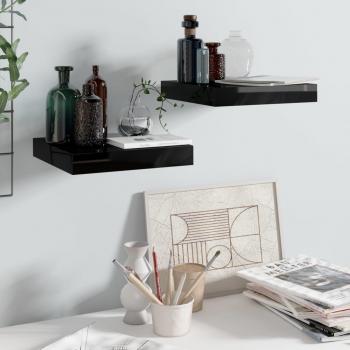 vidaXL Floating Wall Shelves 2 pcs High Gloss Black 23x23.5x3.8 cm MDF