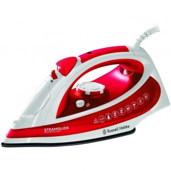 Russell Hobbs 20551-56 Steamglide Professional - Plancha de ropa, 2600 W, suela de cerámica, función de autolimpieza, color rojo