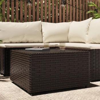 Mesa de jardín cuadrada en polyrattan marrón 50x50x30 cm