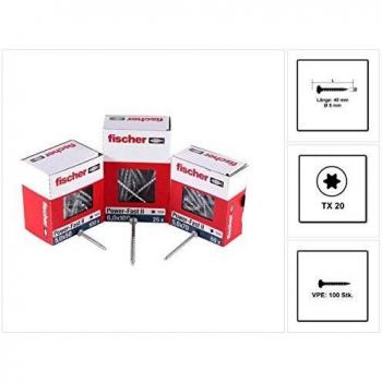 Tornillo Fischer PowerFast II 5,0x40 mm TX Galvanizado Zincado - Caja de 100 Piezas