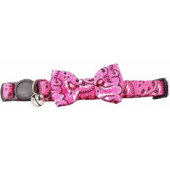 PAWISE Collar Ajustable para Gatos, Lazo Rosa