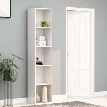 Estantería de madera contrachapada blanca brillante 40x30x189 cm, librería pulida de madera multicapa