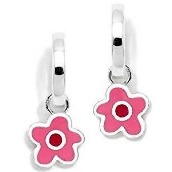 Pendientes plata Ley 925m Agatha Ruiz de la Prada colección Criollas de Agatha aros flor fucsia