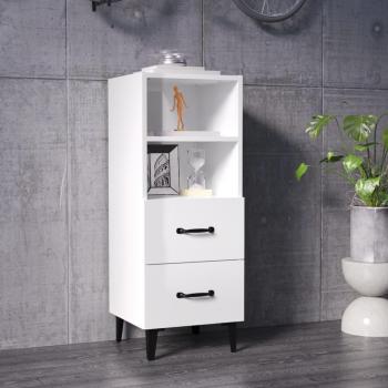 Aparador de madera contrachapada blanco brillante 34,5x34x90 cm, mueble de almacenaje moderno para salón, buffet, armario auxiliar y armario de almacenamiento
