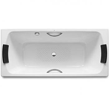 Roca A221350001 - Bañera de acero rectangular con fondo antideslizante y asas