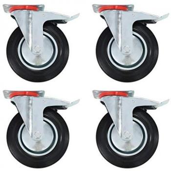 Ruedas giratorias 8 unidades 200 mm con frenos dobles, materiales resistentes, para muebles, bancos de trabajo, carritos y estanterías, con resistencia a golpes y suaves desplazamientos