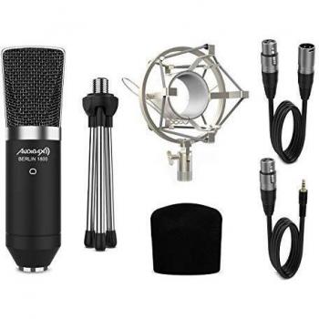 Audibax Berlin 1800 Silver NegroPlata Pack Micrófono Estudio Gran diafragma