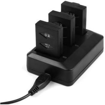 Kit de Baterías Lipo 3,7V 600mAh 20C + Cargador Rápido de 3 Puertos para Drones Parrot MiniDrones - Negro