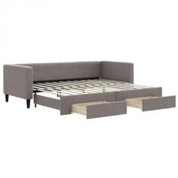 Sofá cama nido con cajones tela gris taupe 80x200 cm