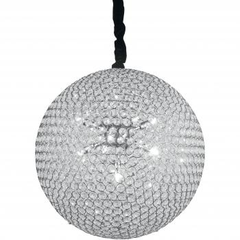 Lámpara Colgante Esférica de Metal y Cristal Cromado con 9 Ampoules de 50 cm