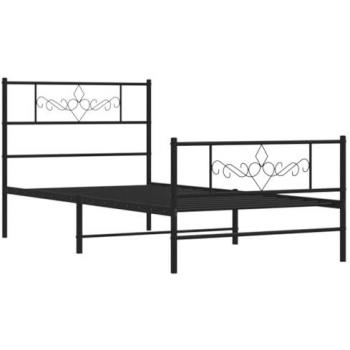Estructura de cama con cabecero y estribo metal negro 100x190 cm
