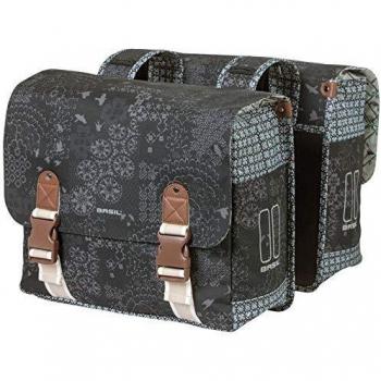 Bolsa Doble para Bicicleta Basil Boheme 35L, Charcoal, Impermeable, Sistema de Sujeción Universal