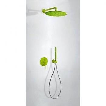 Tres Griferia - Kit De Ducha Monomando Empotrado Con Cierre Y Regulación De Caudal. · Cuerpo Empotrado Incluido · Ducha Fija Ø 300 Mm. Con Rótula. Material Latón. · Soporte Con Toma Pared. · Ducha Móvil Anticalcárea. · Flexo Satin