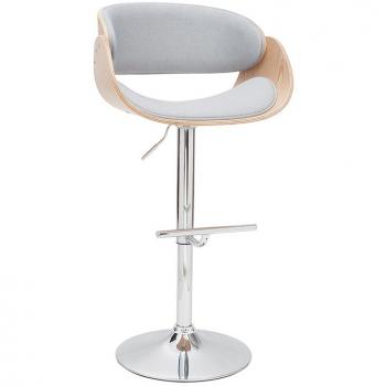 Taburete de bar Miliboo diseño tejido gris claro y madera clara BENT