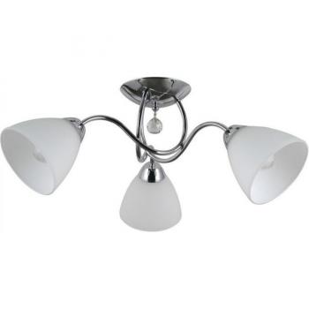 Plafón de techo empotrado Italux Lugano Acero Cromado 3 bombillas E27 18cm con pantalla blanca